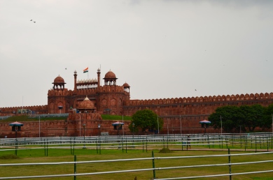 Red Fort from outside the gates - closed for Independence Day preparations...